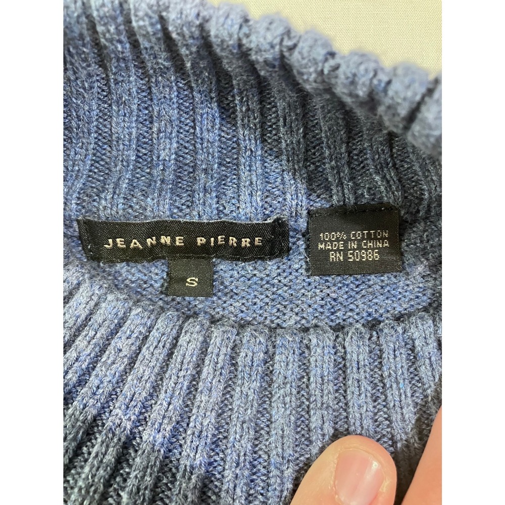Jeanne Pierre Blue 100% Cotton Mock Neck‎ Pullover Sweater Womens Small - Picture 4 of 6